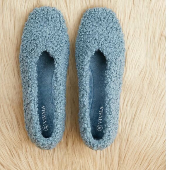 VIVAIA Margot Square-Toe Recycled Faux Fur Flats 43 12 - Picture 7 of 10